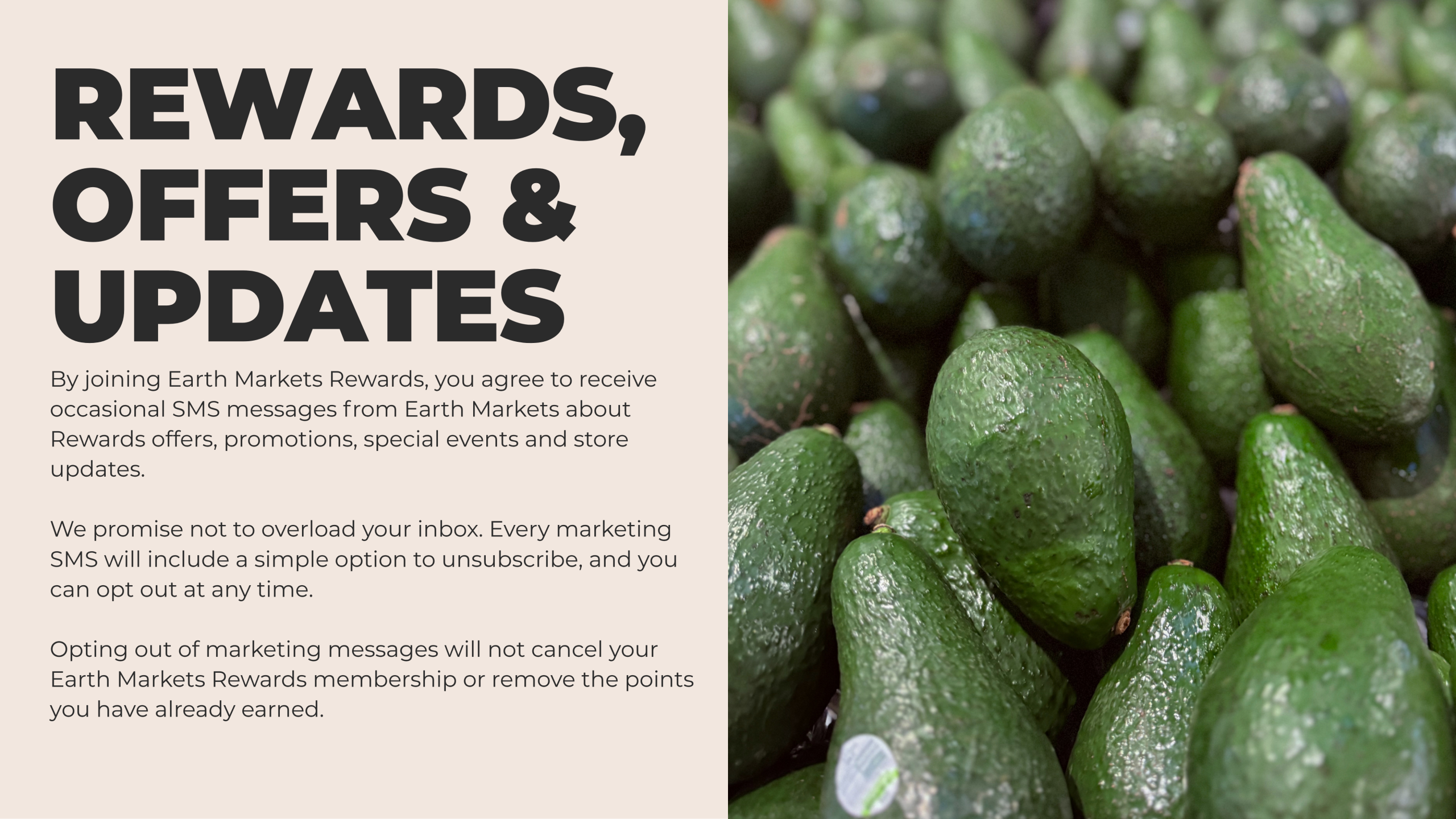 Fresh produce available through Earth Markets Rewards